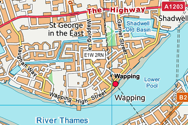 E1W 2RN map - OS VectorMap District (Ordnance Survey)