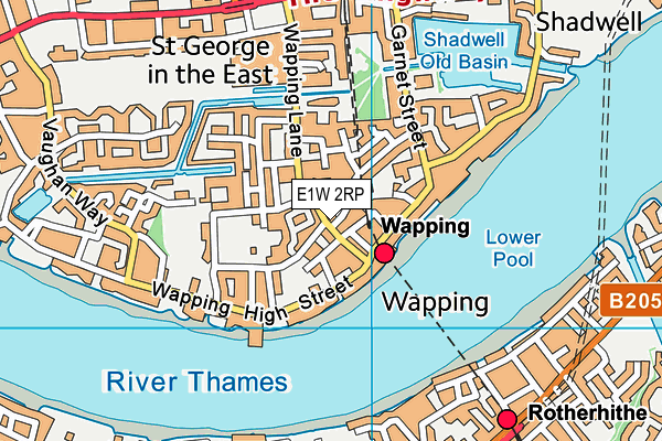 E1W 2RP map - OS VectorMap District (Ordnance Survey)