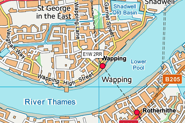 E1W 2RR map - OS VectorMap District (Ordnance Survey)