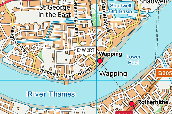 E1W 2RT map - OS VectorMap District (Ordnance Survey)