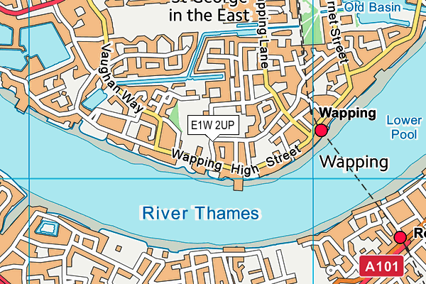 E1W 2UP map - OS VectorMap District (Ordnance Survey)