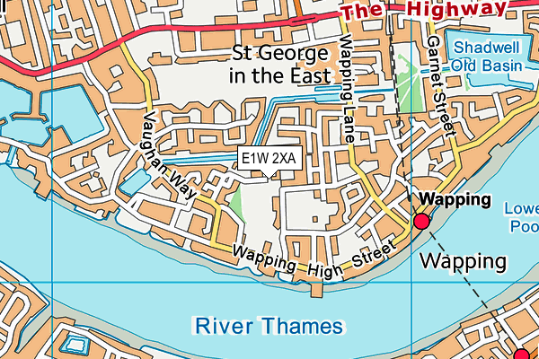 E1W 2XA map - OS VectorMap District (Ordnance Survey)
