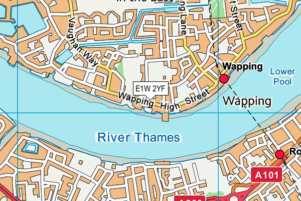 E1W 2YF map - OS VectorMap District (Ordnance Survey)