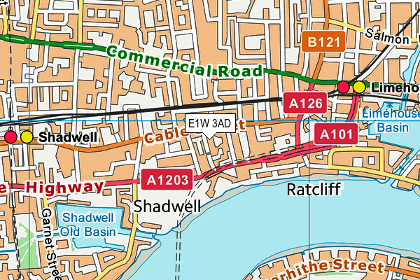 E1W 3AD map - OS VectorMap District (Ordnance Survey)