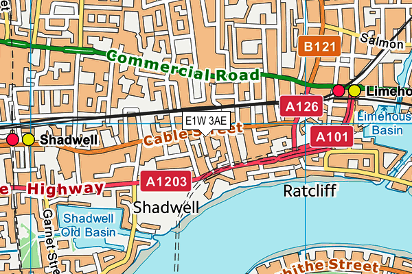 E1W 3AE map - OS VectorMap District (Ordnance Survey)