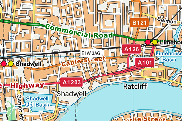 E1W 3AG map - OS VectorMap District (Ordnance Survey)