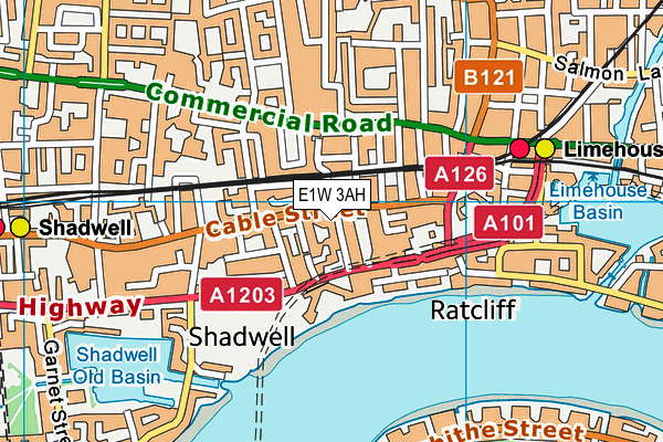 E1W 3AH map - OS VectorMap District (Ordnance Survey)