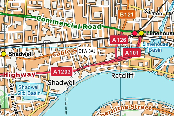 E1W 3AJ map - OS VectorMap District (Ordnance Survey)