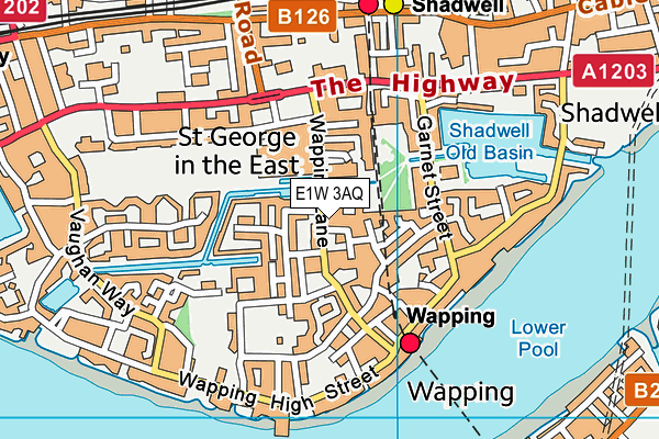 E1W 3AQ map - OS VectorMap District (Ordnance Survey)