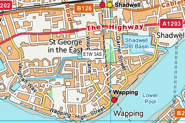 E1W 3AS map - OS VectorMap District (Ordnance Survey)