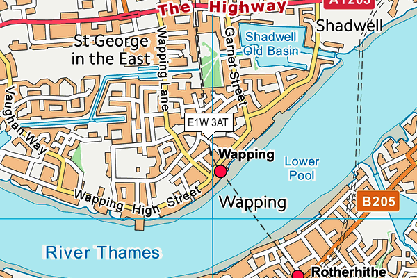 E1W 3AT map - OS VectorMap District (Ordnance Survey)