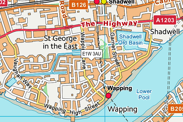 E1W 3AU map - OS VectorMap District (Ordnance Survey)