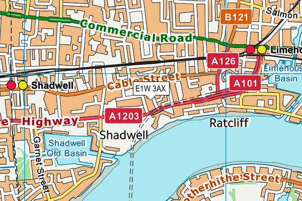 E1W 3AX map - OS VectorMap District (Ordnance Survey)