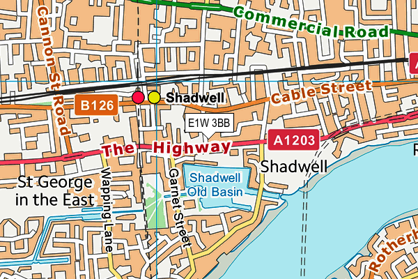 E1W 3BB map - OS VectorMap District (Ordnance Survey)