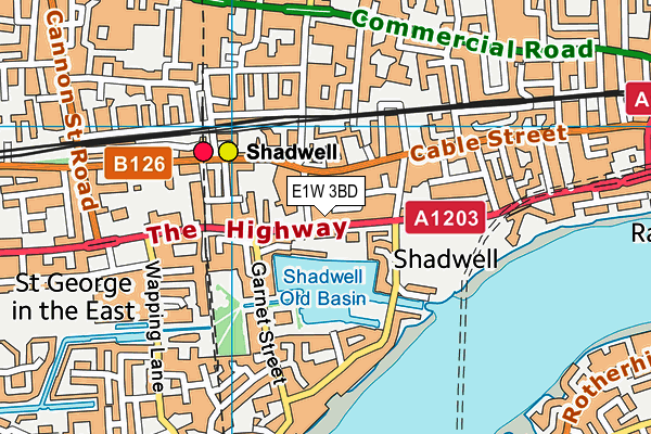 E1W 3BD map - OS VectorMap District (Ordnance Survey)