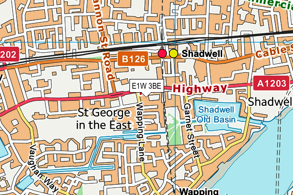 E1W 3BE map - OS VectorMap District (Ordnance Survey)