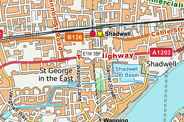 E1W 3BF map - OS VectorMap District (Ordnance Survey)