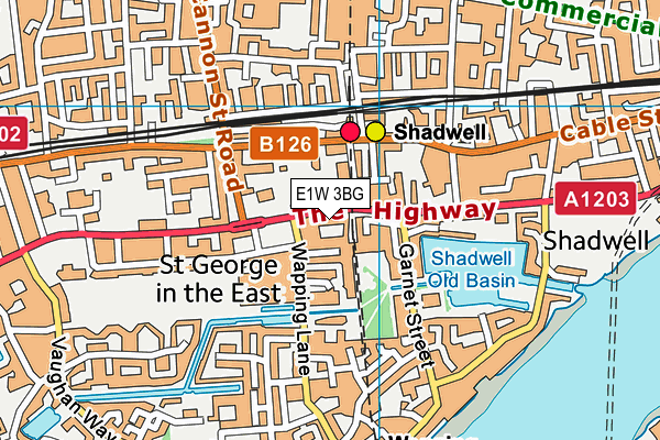 E1W 3BG map - OS VectorMap District (Ordnance Survey)