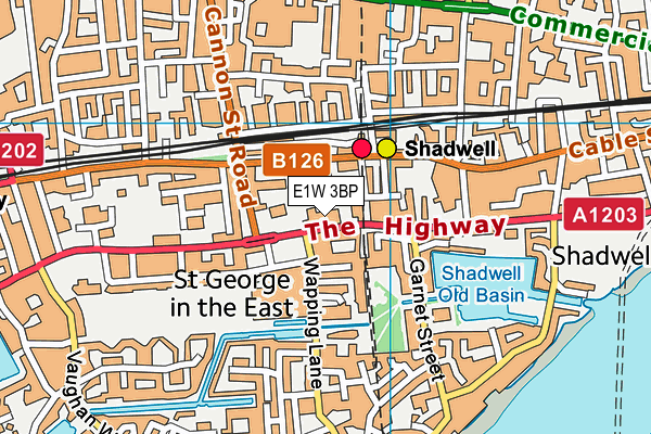 E1W 3BP map - OS VectorMap District (Ordnance Survey)