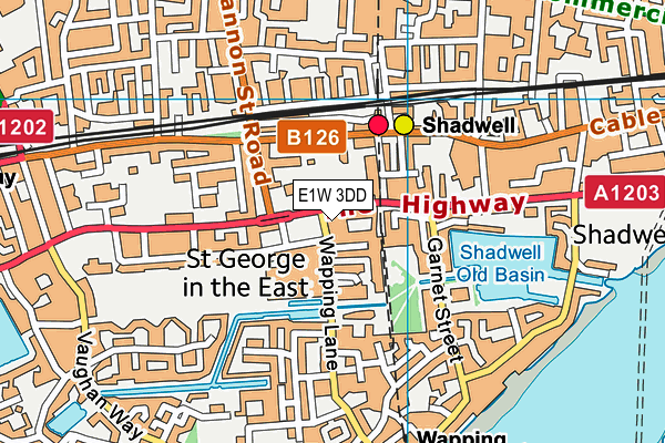 E1W 3DD map - OS VectorMap District (Ordnance Survey)