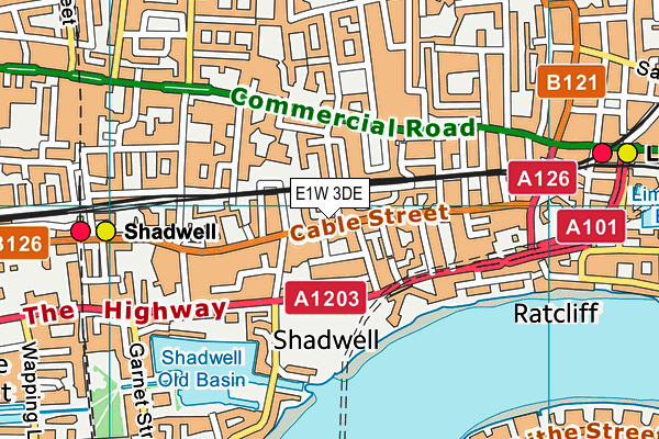 E1W 3DE map - OS VectorMap District (Ordnance Survey)