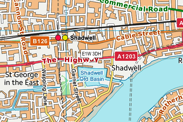 E1W 3DH map - OS VectorMap District (Ordnance Survey)