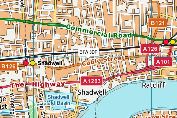 E1W 3DP map - OS VectorMap District (Ordnance Survey)