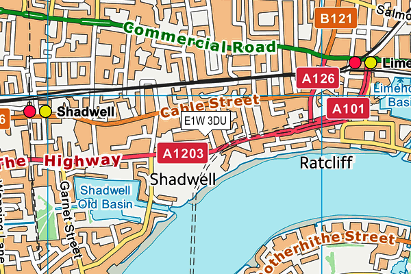 E1W 3DU map - OS VectorMap District (Ordnance Survey)