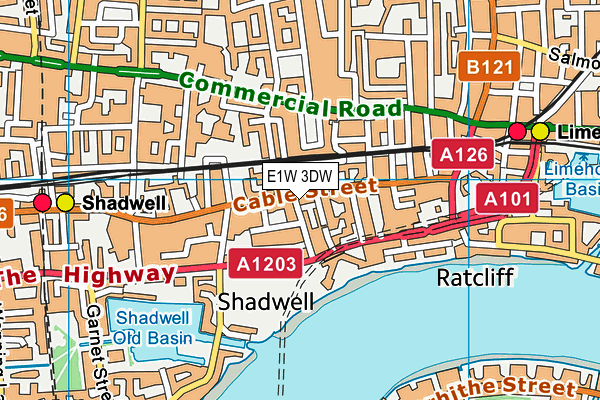 E1W 3DW map - OS VectorMap District (Ordnance Survey)