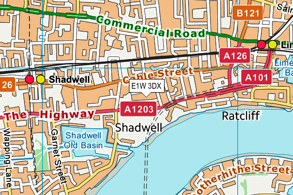 E1W 3DX map - OS VectorMap District (Ordnance Survey)