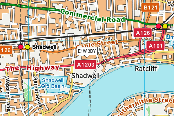 E1W 3DY map - OS VectorMap District (Ordnance Survey)