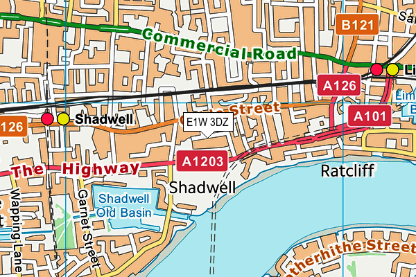 E1W 3DZ map - OS VectorMap District (Ordnance Survey)