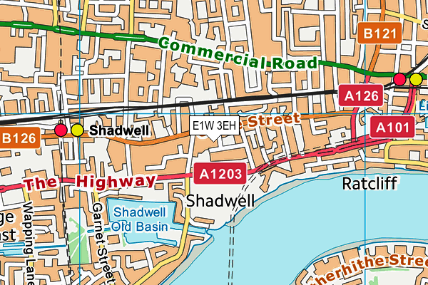 E1W 3EH map - OS VectorMap District (Ordnance Survey)