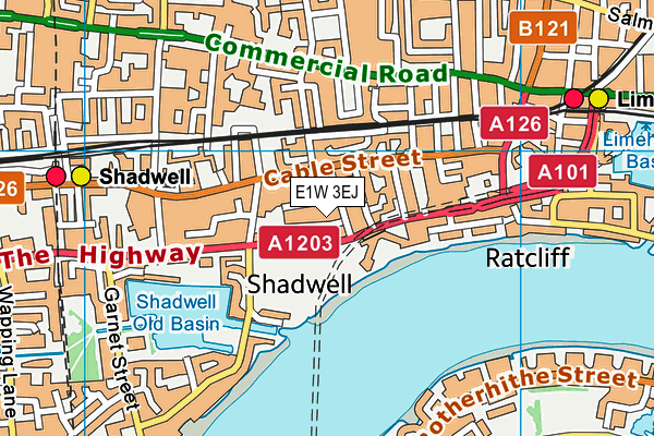 E1W 3EJ map - OS VectorMap District (Ordnance Survey)