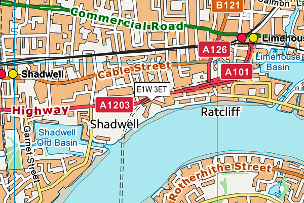 E1W 3ET map - OS VectorMap District (Ordnance Survey)