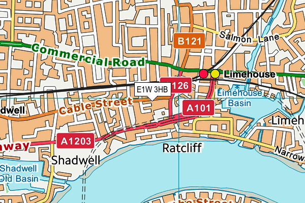 E1W 3HB map - OS VectorMap District (Ordnance Survey)