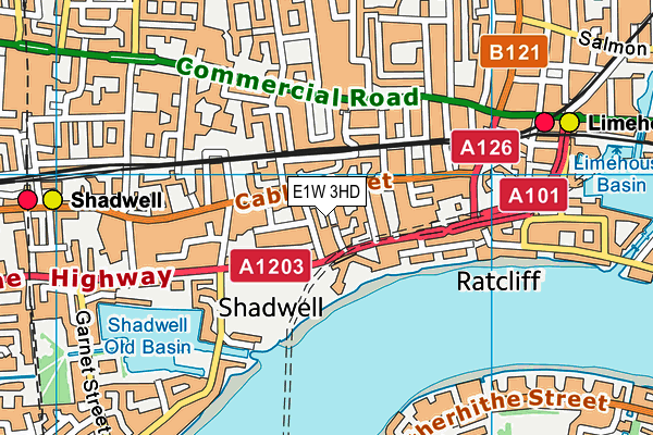 E1W 3HD map - OS VectorMap District (Ordnance Survey)