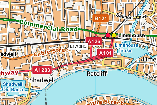 E1W 3HQ map - OS VectorMap District (Ordnance Survey)