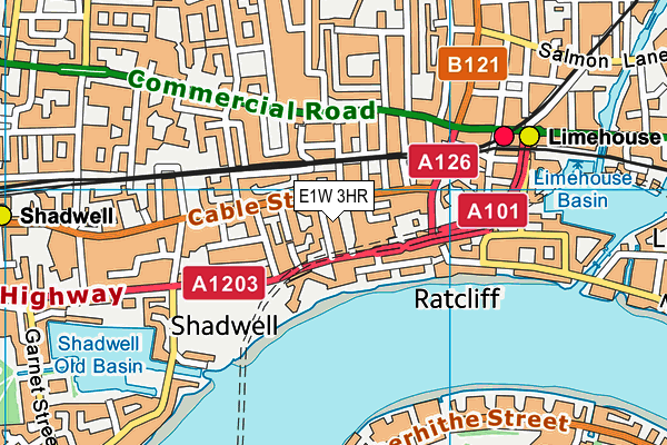 E1W 3HR map - OS VectorMap District (Ordnance Survey)