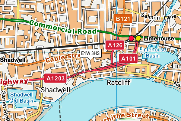 E1W 3HS map - OS VectorMap District (Ordnance Survey)