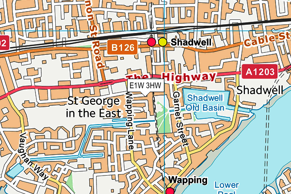 E1W 3HW map - OS VectorMap District (Ordnance Survey)