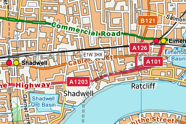 E1W 3HX map - OS VectorMap District (Ordnance Survey)