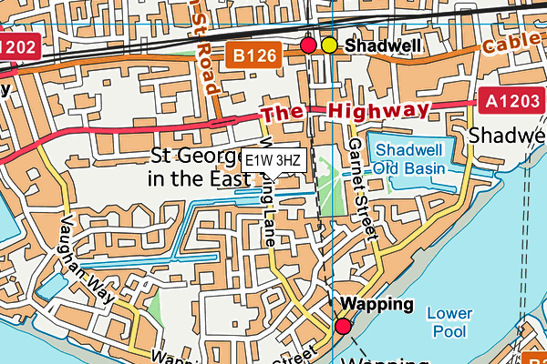 E1W 3HZ map - OS VectorMap District (Ordnance Survey)