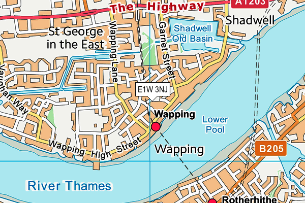 E1W 3NJ map - OS VectorMap District (Ordnance Survey)