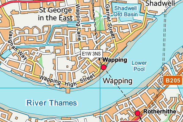 E1W 3NS map - OS VectorMap District (Ordnance Survey)