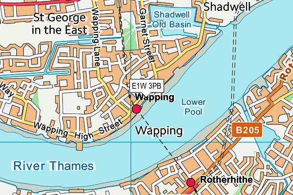 E1W 3PB map - OS VectorMap District (Ordnance Survey)