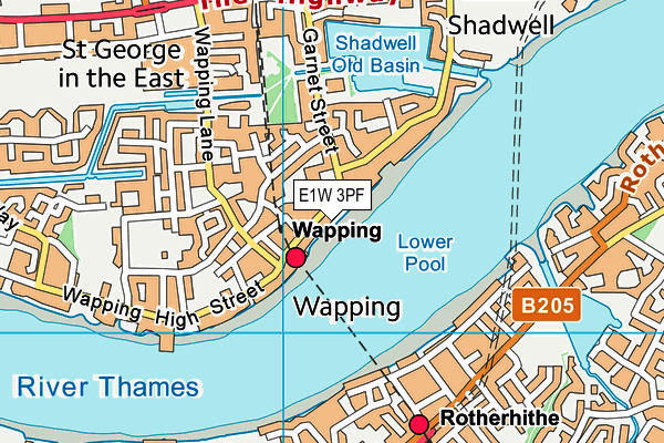 E1W 3PF map - OS VectorMap District (Ordnance Survey)