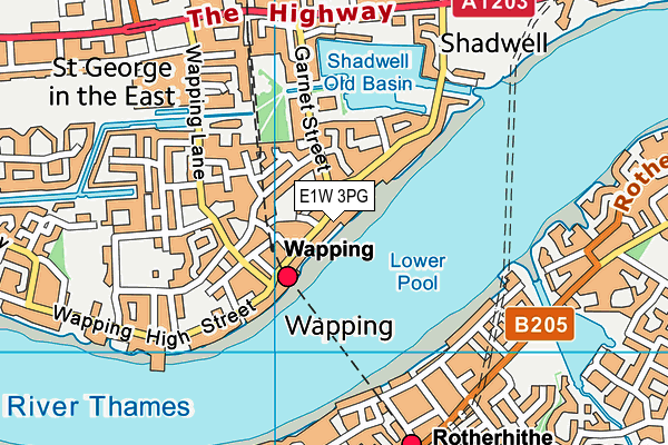 E1W 3PG map - OS VectorMap District (Ordnance Survey)