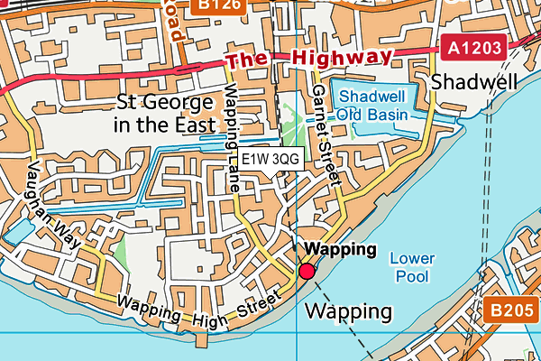 E1W 3QG map - OS VectorMap District (Ordnance Survey)