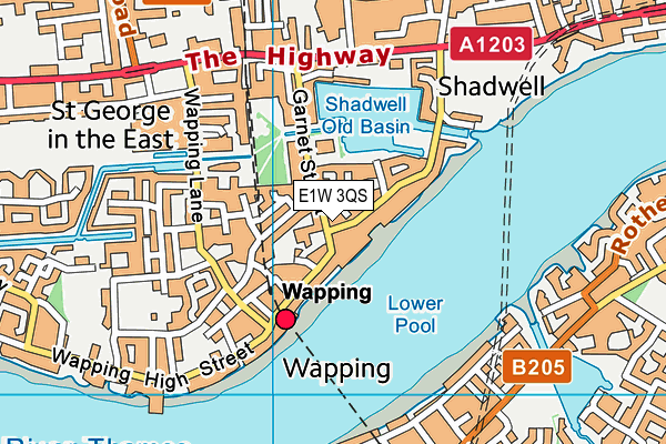 E1W 3QS map - OS VectorMap District (Ordnance Survey)